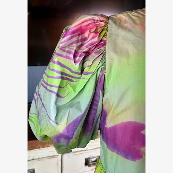 Anthropologie Tracy Reese Puff Sleeve Surplice Dress M - Picture 7 of 9